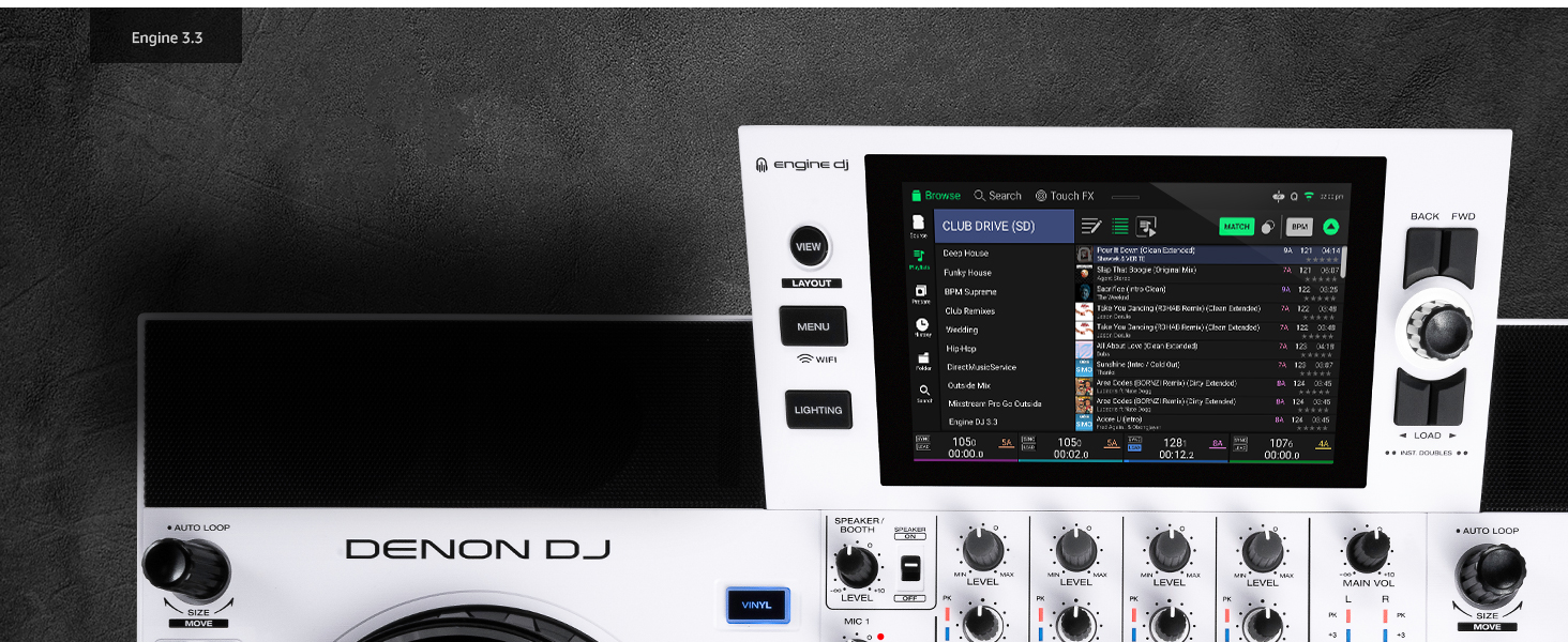 DENON DJ SC LIVE 4 - DJ контролер з розділенням на стеми, Wi-Fi, вбудовані колонки, сумісний з Serato DJ та Virtual DJ