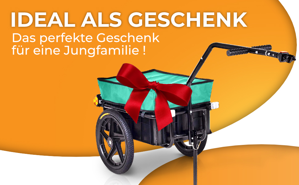 Причіп SAMAX 70 літрів / 60 кг: вантажний причіп для велосипеда з кріпленням, чорний, зелений