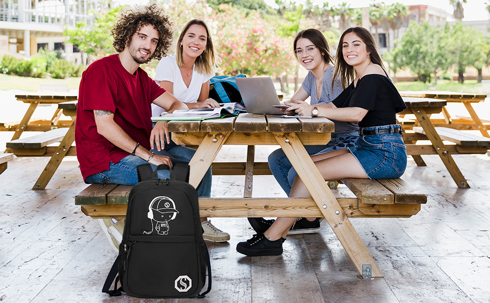 KONO Рюкзак для школи 3-в-1, Набір: рюкзак, сумка через плече, пенал, для ноутбука 15.6