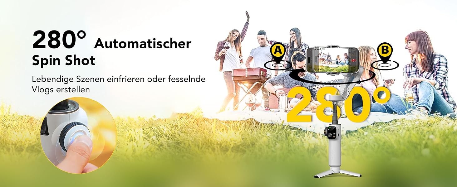 Стабілізатор гіроскоп AOCCHUAN Smart V8 з 7.8-дюймовою штангою, AI-трекінг, OLED-дисплей, кнопка зйомки (Чорний)