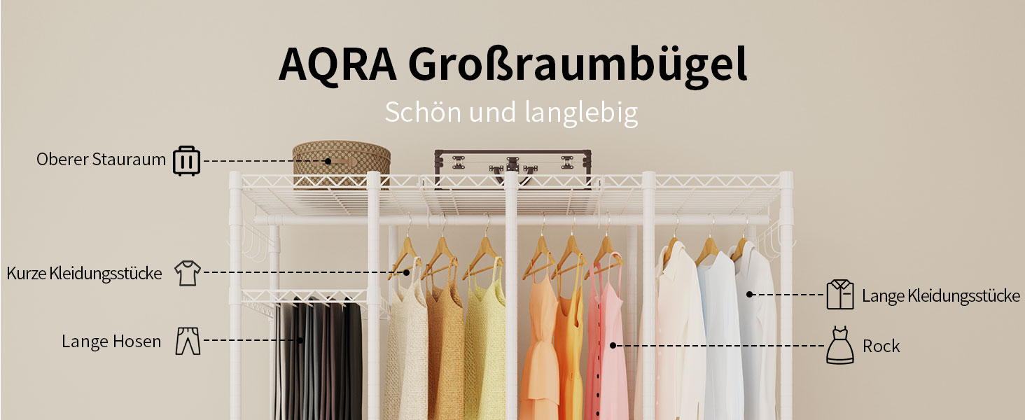 Відкритий шафа-система AQRA з регульованими полицями та штангами для одягу, чорний (193.5 x 43.5 x 195 см)