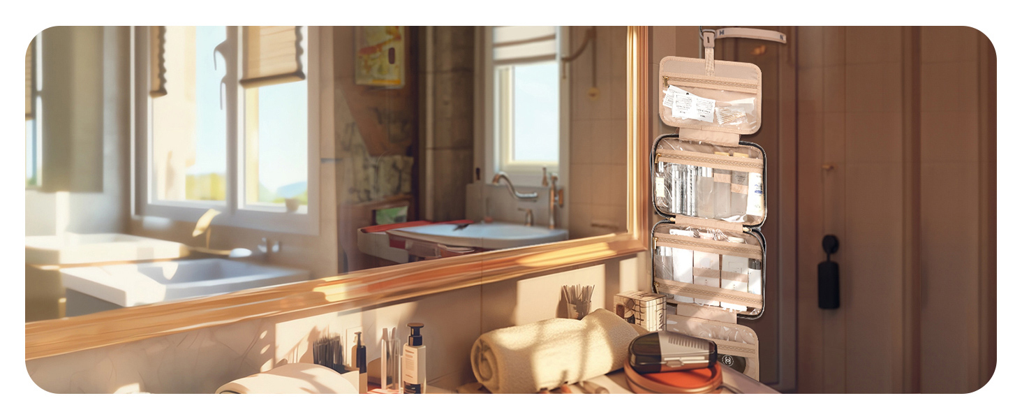 Сумка для косметики BAGSMART, дорожня косметичка для жінок, прозора, на блискавці, рожевого кольору, M