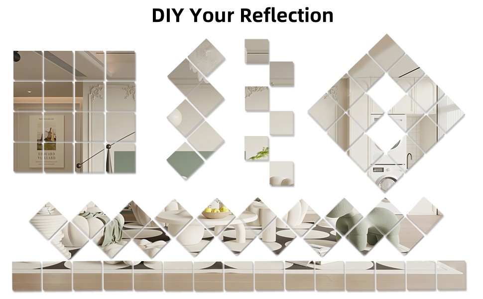 Акрилові дзеркальні наклейки на стіну, 10/20 шт., товщина 2 мм, безпечні, для макіяжу та дому, самоклеючі (15 x 20, 15 x 15 см)