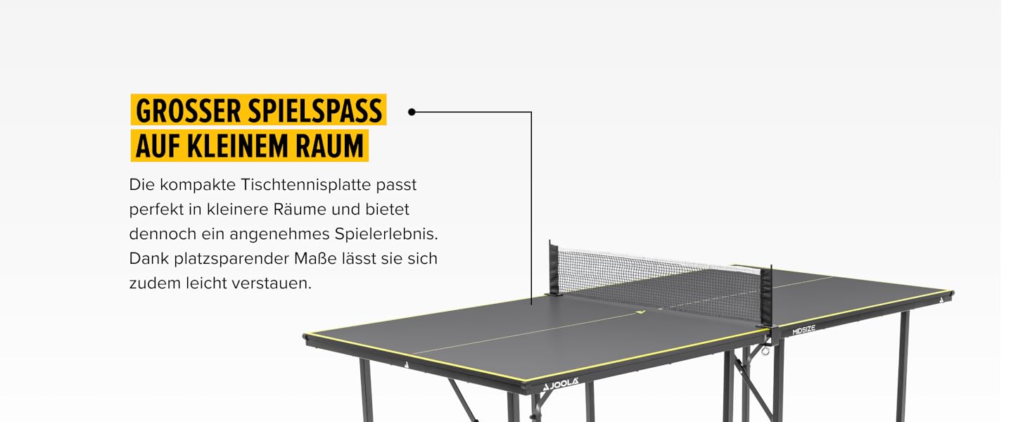 Стіл для пінг-понгу JOOLA Midsize, комплект з сіткою та набором для пінг-понгу, сірий