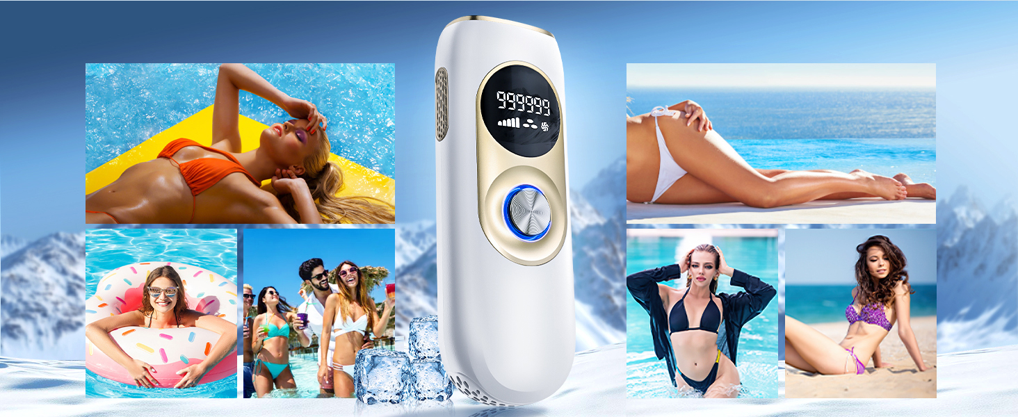 Пристрій для епіляції IPL з охолодженням та 999 999 імпульсів світла – лазерний епілятор з 5 рівнями енергії, для жінок/чоловіків/ногів/бікіні