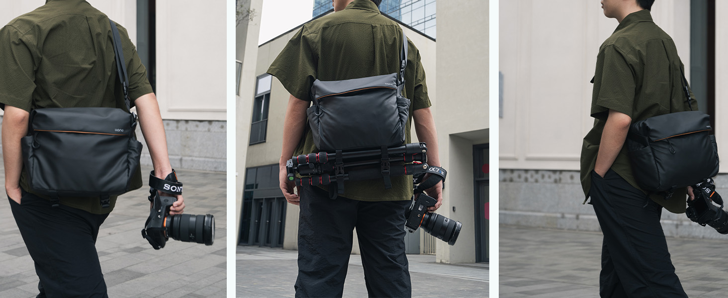Чорна сумка-переноска для камери LLANO: DSLR/беззеркальні камери, 1 камера, 2 об'єктиви, аксесуари