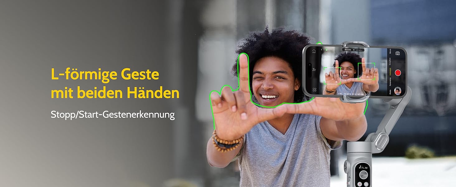 Стабілізатор для смартфона AOCHUAN з 3 осями, з функцією розпізнавання облич, вбудованим світлом, 1/4