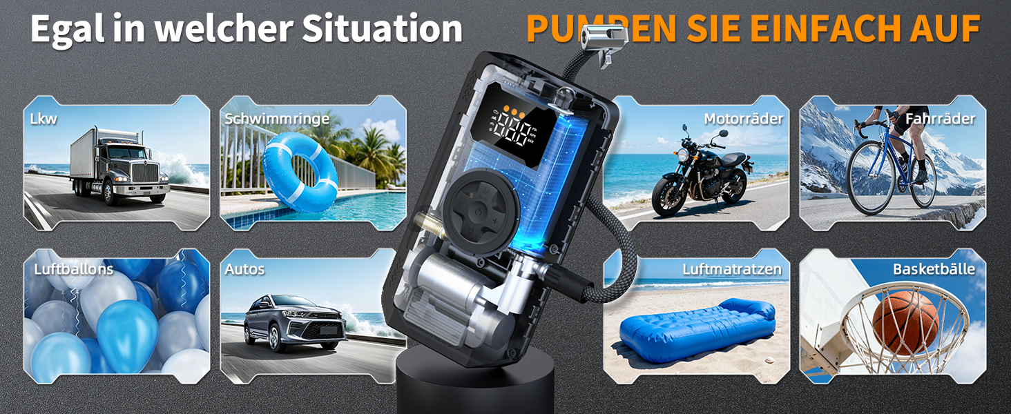 Powerbank-пусковий пристрій Acmount 6000A для авто: 12V, USB, LCD-дисплей (срібний)