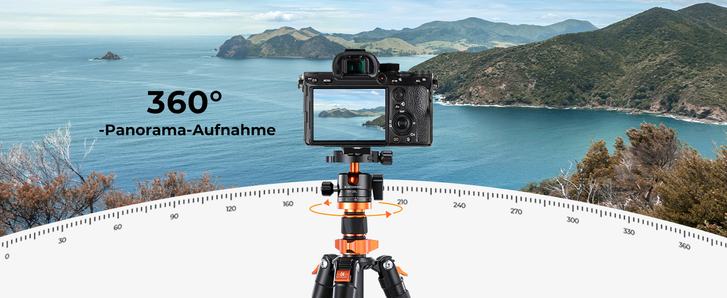 Штатив K&F Concept 172см з вуглецевого волокна, D255C4(SA255C1) - компактний штатив для камери/телефону, легкий трипод з функцією монопода, 1/4” гвинт, туристичний штатив з кульковою головкою 360° для DSLR, до 10кг