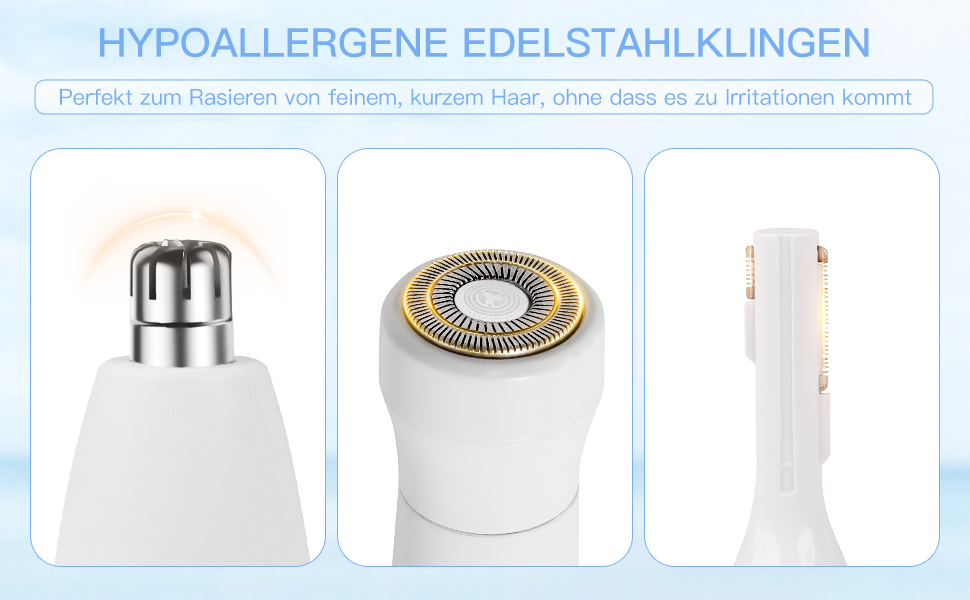 Електричний триммер для волосся на обличчі 3-в-1 для жінок. Триммер для брів, обличчя, тіла. Бездротовий, водонепроникний. Білий