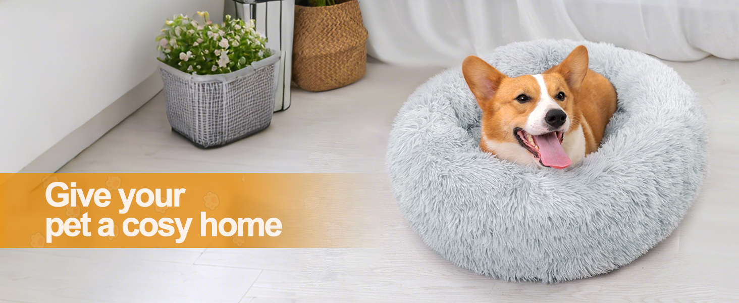 Килимок для котів DONWEI, м'який, у вигляді подушки-пончика, 50 см, сірий, для собак та котів