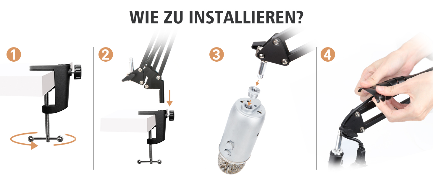 Підставка для мікрофона Blue Yeti SUNMON - міцна, поворотна на 360°, з металевою клямкою. Сумісна з HyperX QuadCast 2, Fifin AM8, Seiren Mini V3, MV7 та іншими мікрофонами.