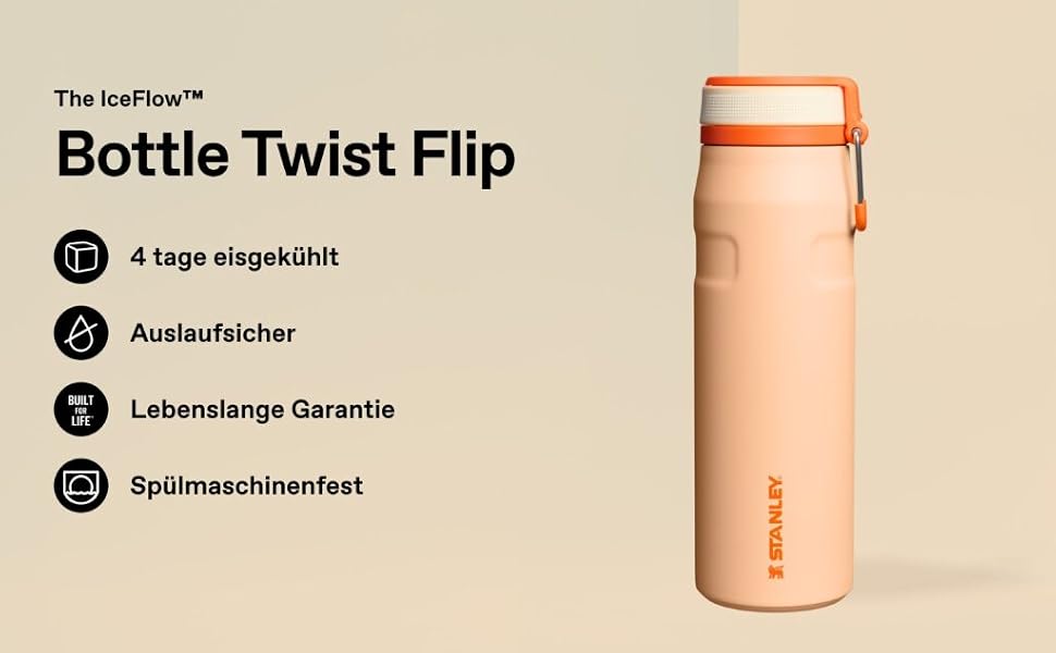 Термопляшка Stanley IceFlow Bottle Twist Flip 0.47L — герметична, зі стійким покриттям, колір Shale