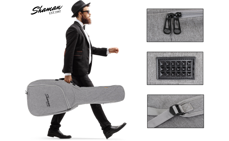 Чохол для гітари Shaman WGB-115 GY Premium-Line - Водовідштовхуючий, міцний, з рюкзак-переноскою та кишенею для аксесуарів