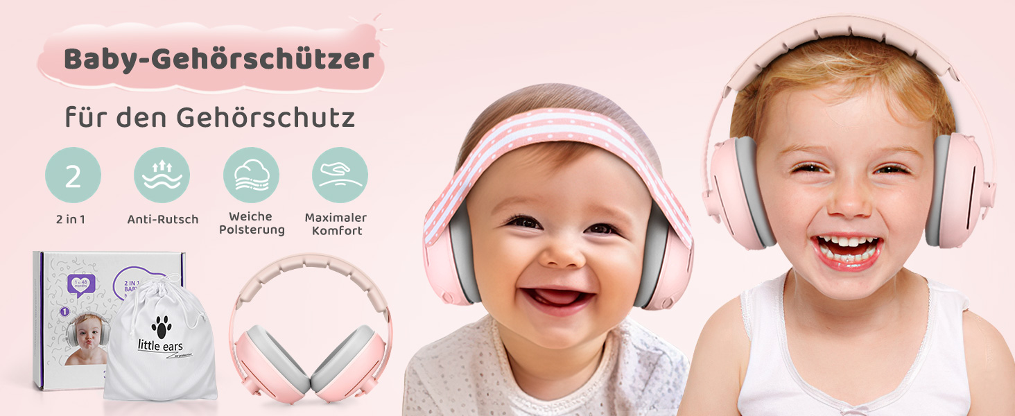 Навушники для захисту від шуму для немовлят 0-2 роки (Рожеві)