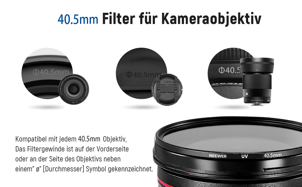 Набір фільтрів NEEWER 40.5mm ND2 ND4 ND8 UV FLD CPL (кругла поляризація) з кришкою об'єктива