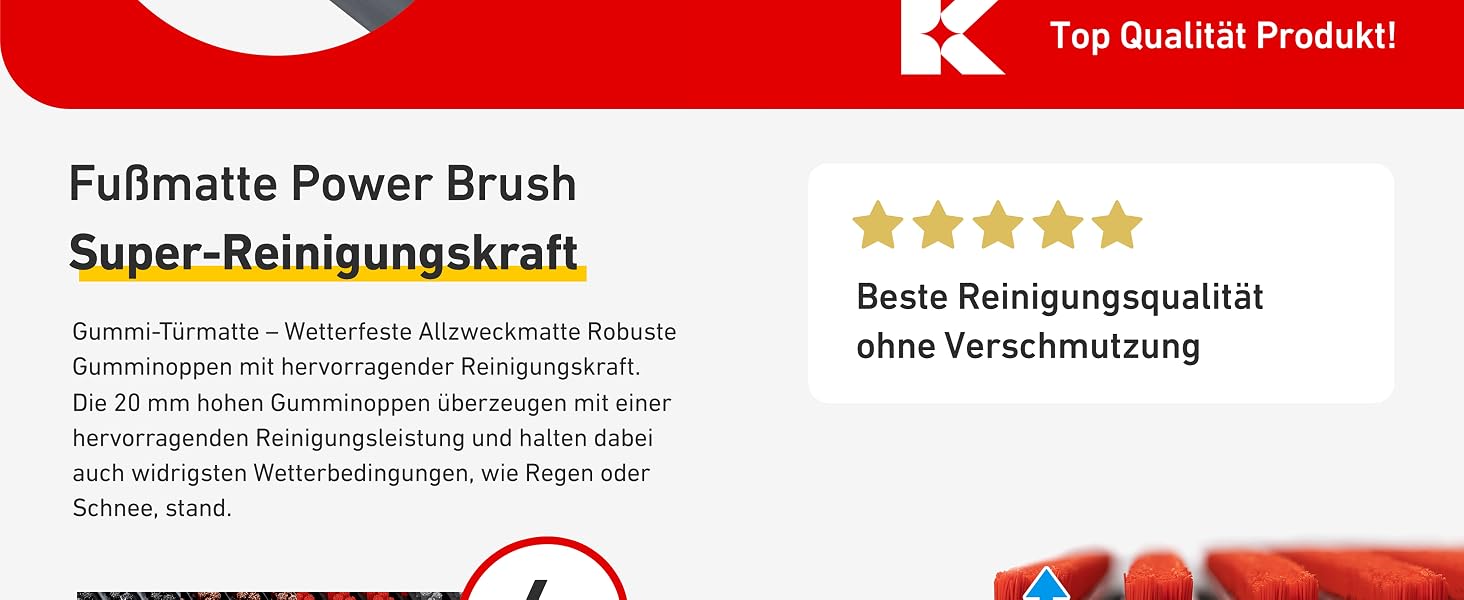 Килимок для вхідних дверей Floordirekt Power Brush 40 x 60 см, сірий — грязезахисний килимок для вулиці та приміщення
