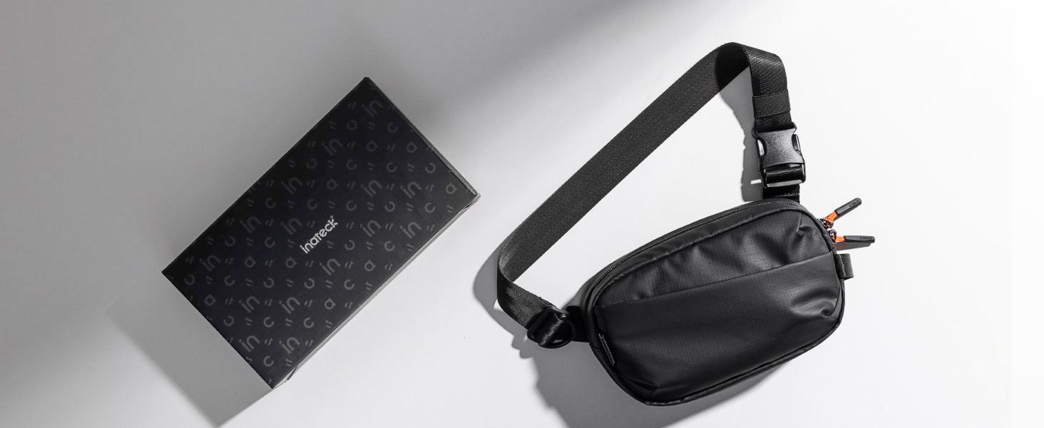 Сумка на пояс Inateck X-Mini, 1.5 літра, чорна, RFID захист, для подорожей, спорту, піших прогулянок (жіноча/чоловіча)