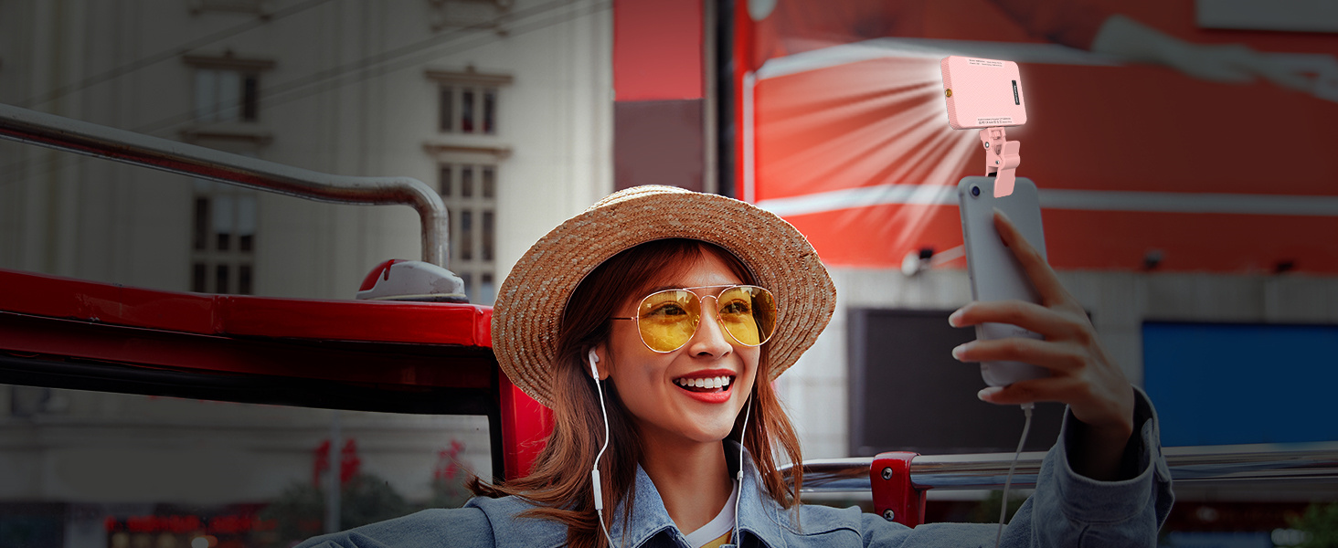 LED-відеолампа Newmowa NMW-80AI для селфі, TikTok, макіяжу та відеоконференцій (рожева)