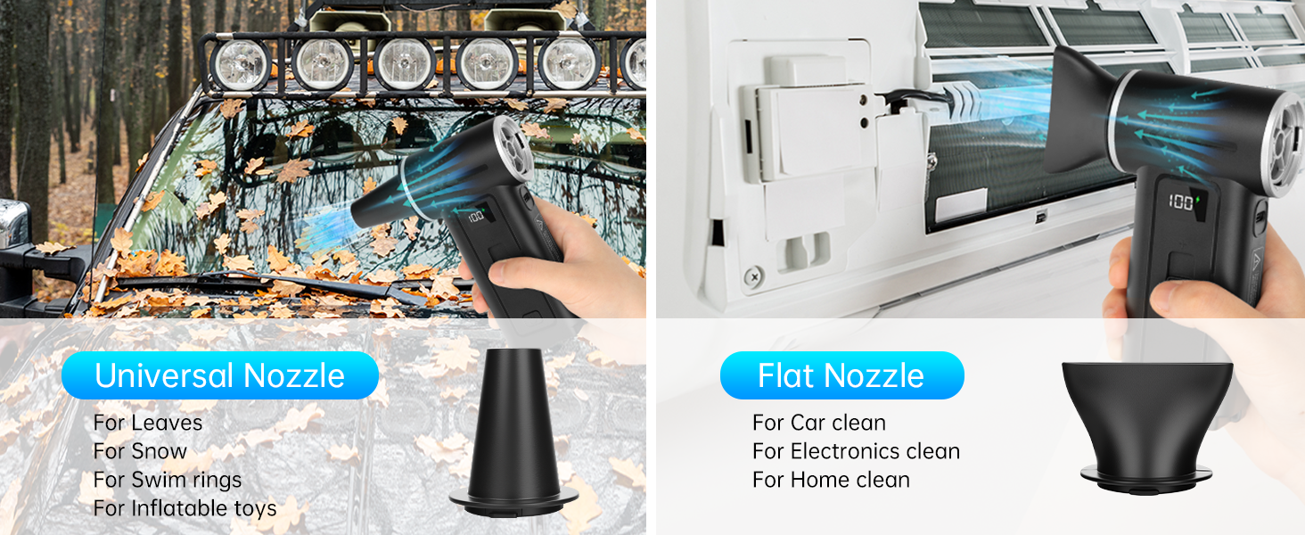 HERBYD 2-в-1 Електричний Пилосос-Обдув 180000 об/хв з Акумулятором 8000mAh та Цифровим Дисплеєм для Комп'ютера, Клавіатури, Дому та Автомобіля