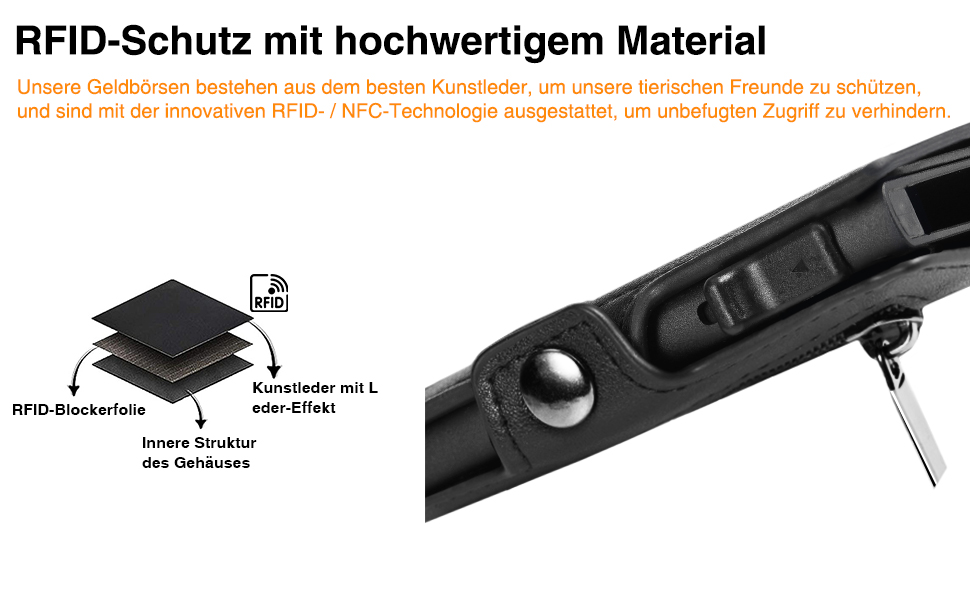 Чоловічий гаманець TEEHON з відділенням для монет та RFID захистом, тонкий, з відділеннями для карт, віконцем для ID - чорний