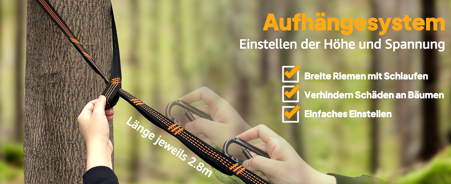 Гамак для кемпінгу NATUREFUN з москітною сіткою | Легкий, міцний (300 кг), дихаючий, швидковисихаючий, армійний зелений | 2 карабіни, 2 стропи в комплекті