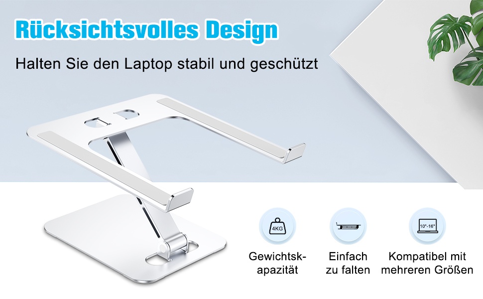 Підставка для ноутбука Babacom, регульована висота, складний, з алюмінієвого сплаву, ергономічна, з вентиляцією, сумісна з MacBook Air, Pro та ноутбуками 10-16' (срібна)