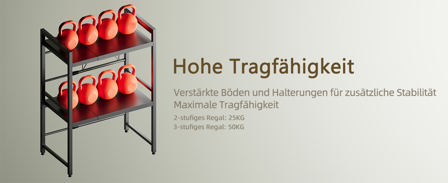 Підставка для мікрохвильової печі NETEL 3-ярусна, розширювана, з 8 гачками, чорна