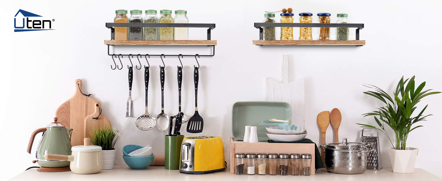 Настінна полиця з дерева, 2 шт. у наборі, рустикальний стиль, з тримачем для рушників, світло-коричневого кольору, для спальні, вітальні, ванної кімнати, кухні, офісу