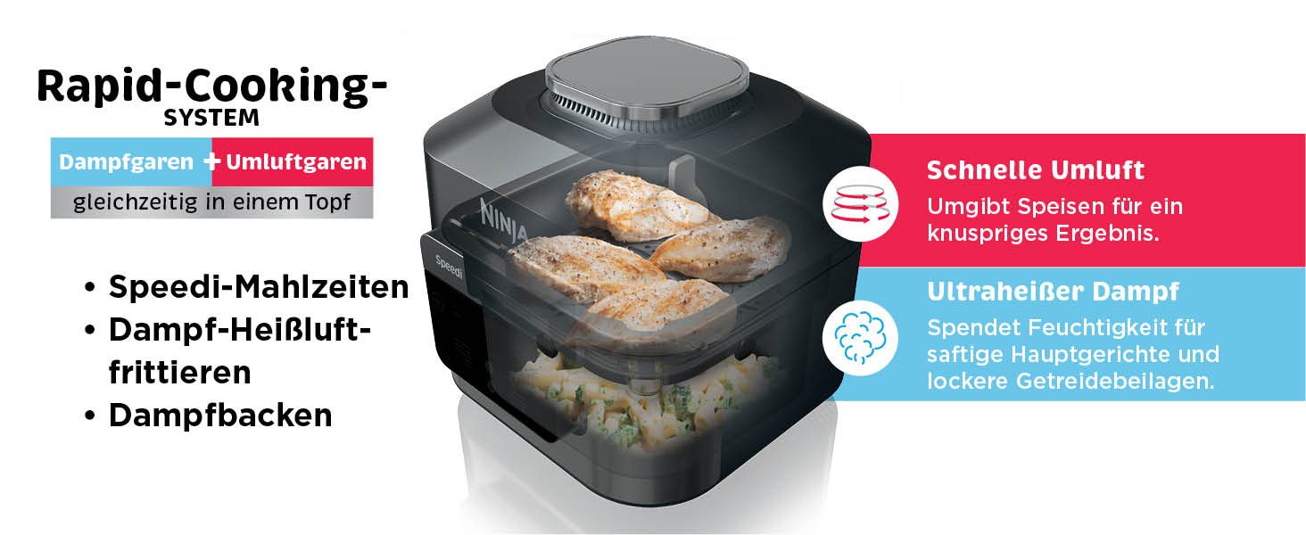 Мультиварка Ninja Speedi 5.7л 12-в-1: Мультикукер, Фритюрниця, Гриль, Slow Cooker, Духовка - Чорний ON500EU