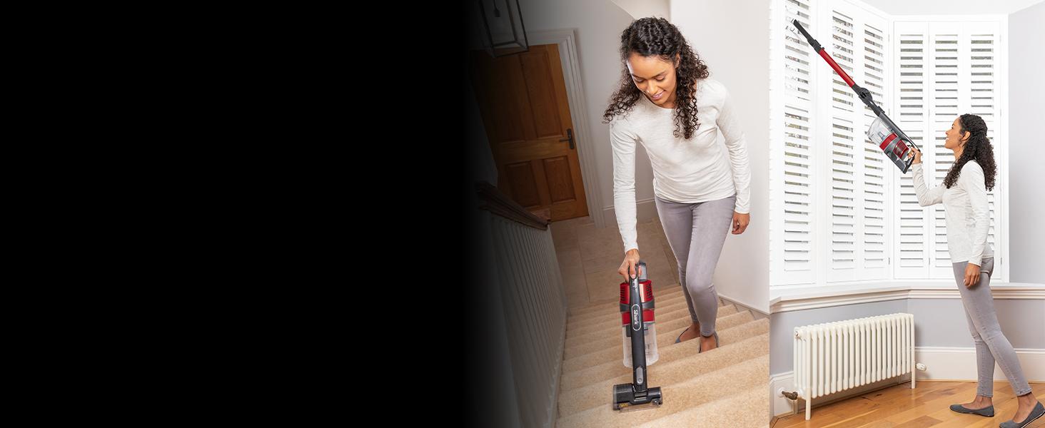 Пилсос бездротовий Shark IZ201EU з антизаплутування волосся, 40 хв роботи, 0.7 л, насадка для шерсті тварин, червоний