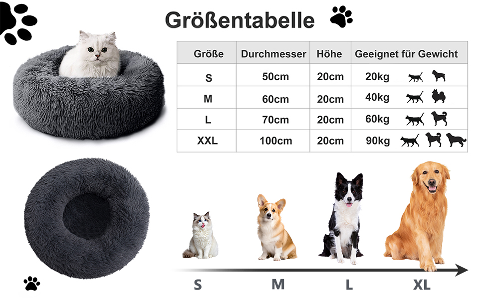 CALIYO Крісло-гніздо для собак та котів, середнього розміру, 70 см, темно-сірий