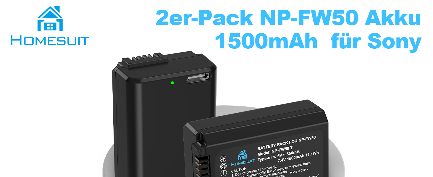 Набір акумуляторів NP-FW50 1300mAh 2 шт. та зарядний пристрій LCD для Sony ZV-E10, A6000, A6300, A6400, A6500, A5100, A5000, A7, A7II, A7R, A7RII, A7SII, 7RM2, 7SM2, 7M2, A55, RX10 II III IV, NEX-3/5/6/7, NEX-F3