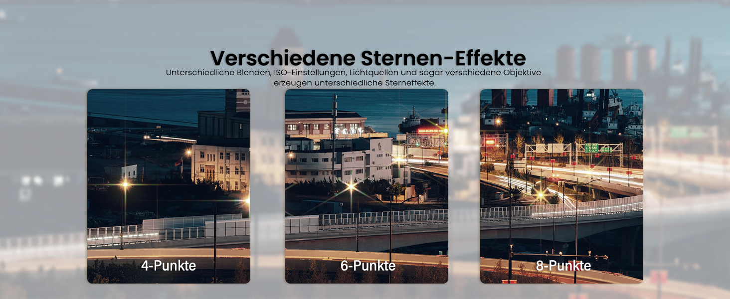 Набір зіркових фільтрів Walking Way 67mm (3 шт.) для камери: 4, 6, 8 променів + чохол