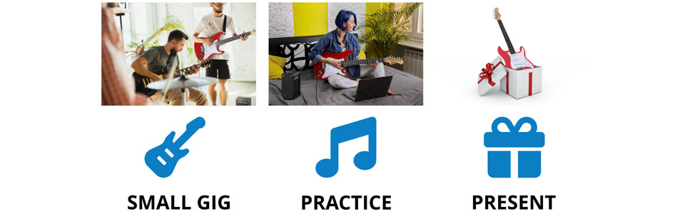 McGrey Rockit ST Комплект електрогітари (8-елементний стартовий набір: гітара, підсилювач, запасні струни, гітарний чохол, тюнер, медіатори, ремінь та гітарний кабель) (Fiesta Red)