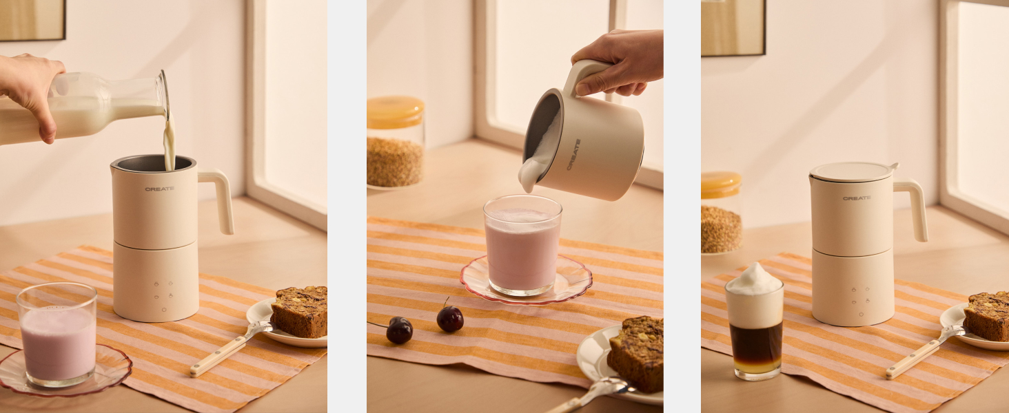Електричний спінювач молока Milkfrother: сенсорний екран, 4 програми, 350 мл, гарячий/холодний, 400W, теракотовий