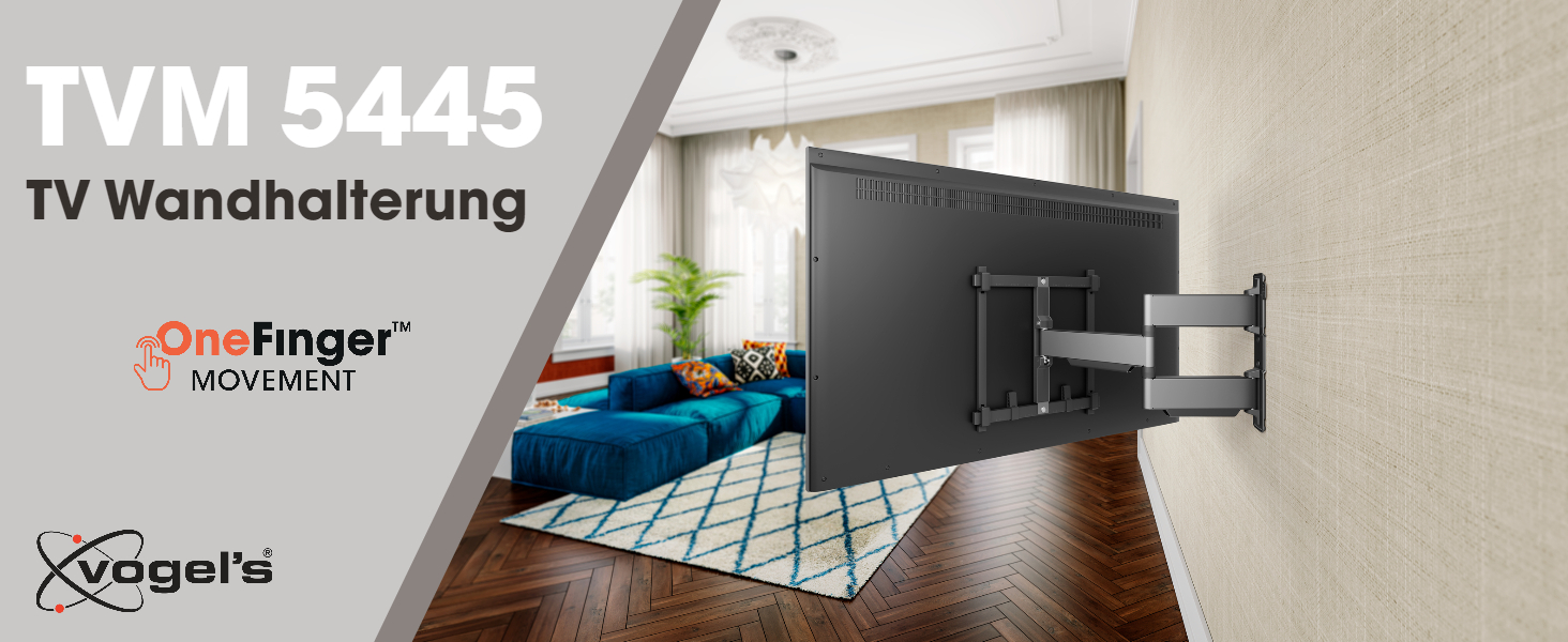 Кріплення для телевізора Vogel's Elite TVM 5445, поворотне, ультратонке, для телевізорів 32-65 дюймів, до 35 кг, кут повороту 180°, VESA 400x400, чорний