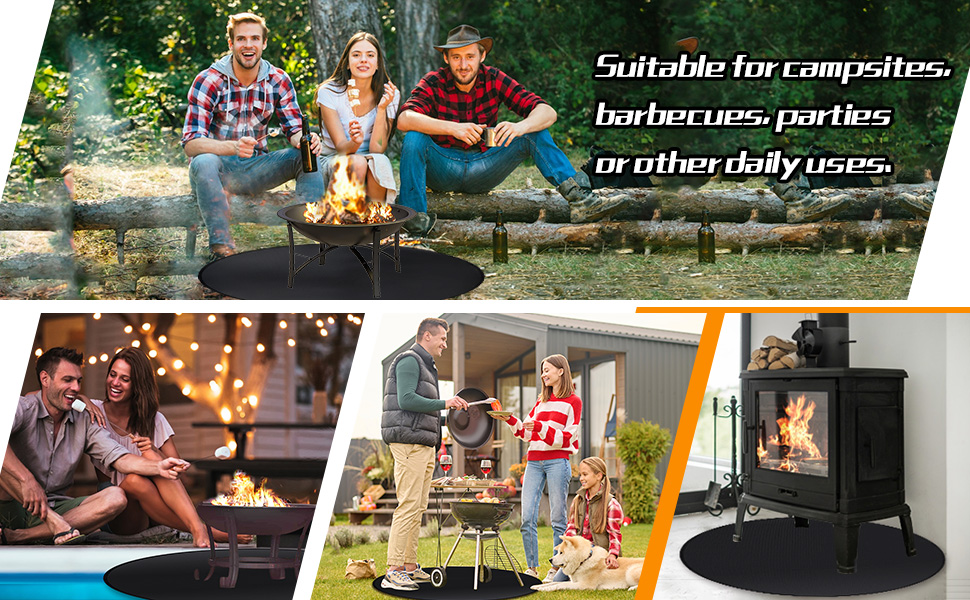 Вогнетривка підкладка ROCKY&CHAO 152x107 см, захисний килимок від вогню 3-шаровий (скловолокно та алюміній) для гриля, барбекю, кемпінгу та захисту підлоги