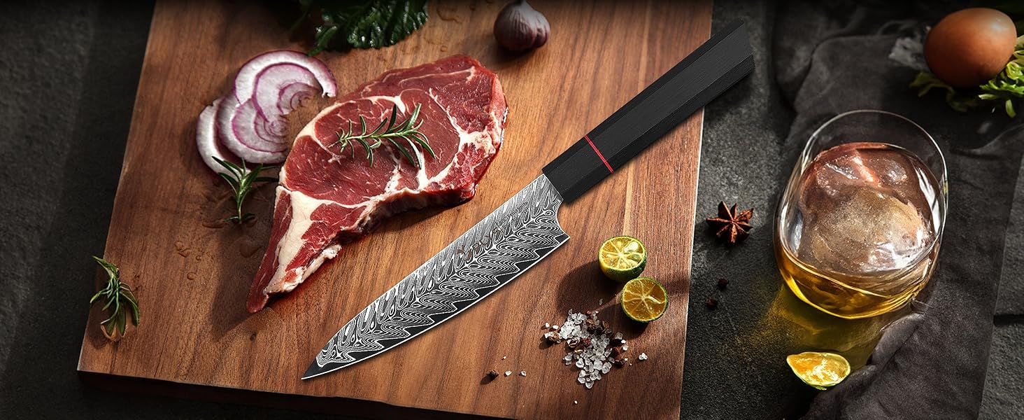 Ніж кухонний японський Kiritsuke Damast Plys 20 см, сталь VG10, 67 шарів, рукоятка G10, подарункова коробка