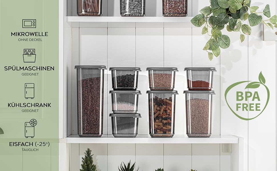 Контейнери для зберігання Meleni з кришкою, набір 12 шт., для кухні, зберігання та організації, BPA Free