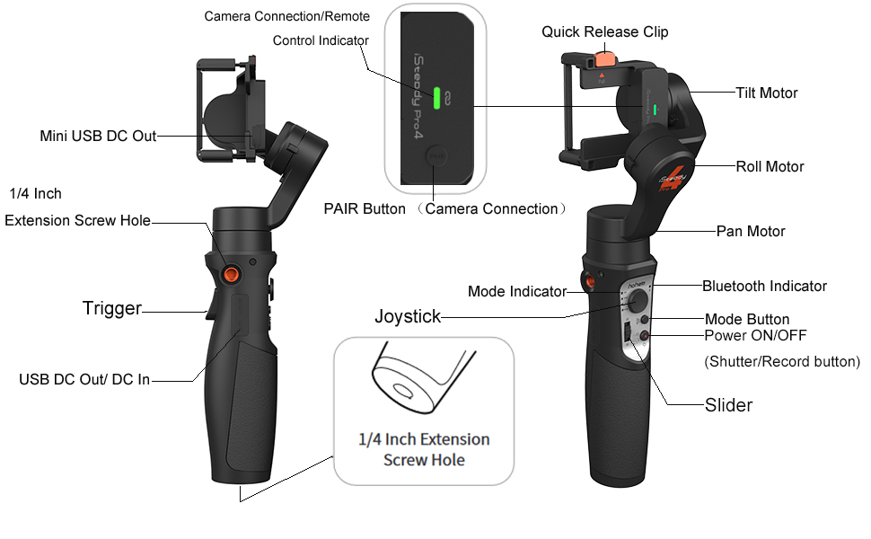 Hohem iSteady Pro 4 – стабілізатор для екшн-камер GoPro, DJI, Insta360, Sony. 3-осьовий, водонепроникний, з тривалим часом роботи (14 годин).