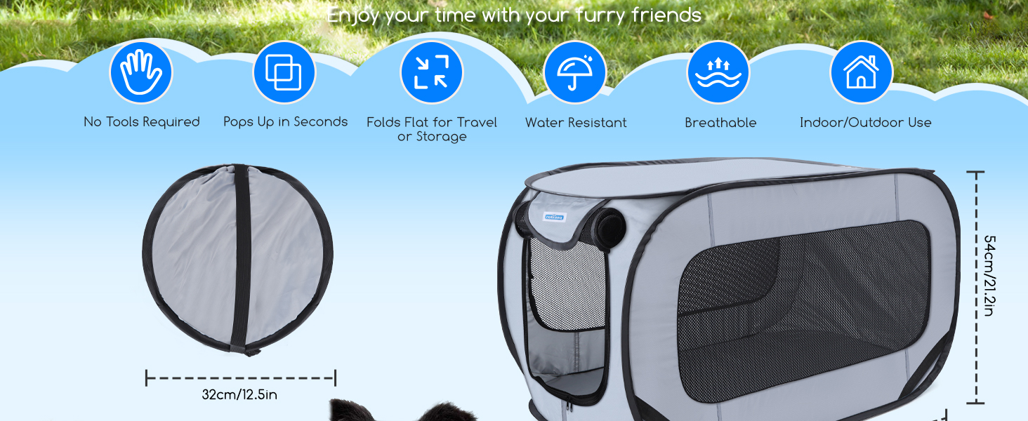 Переносний вольєр для собак та котів у машину Nobleza, складаний вольєр для тварин, 93x54x54 см