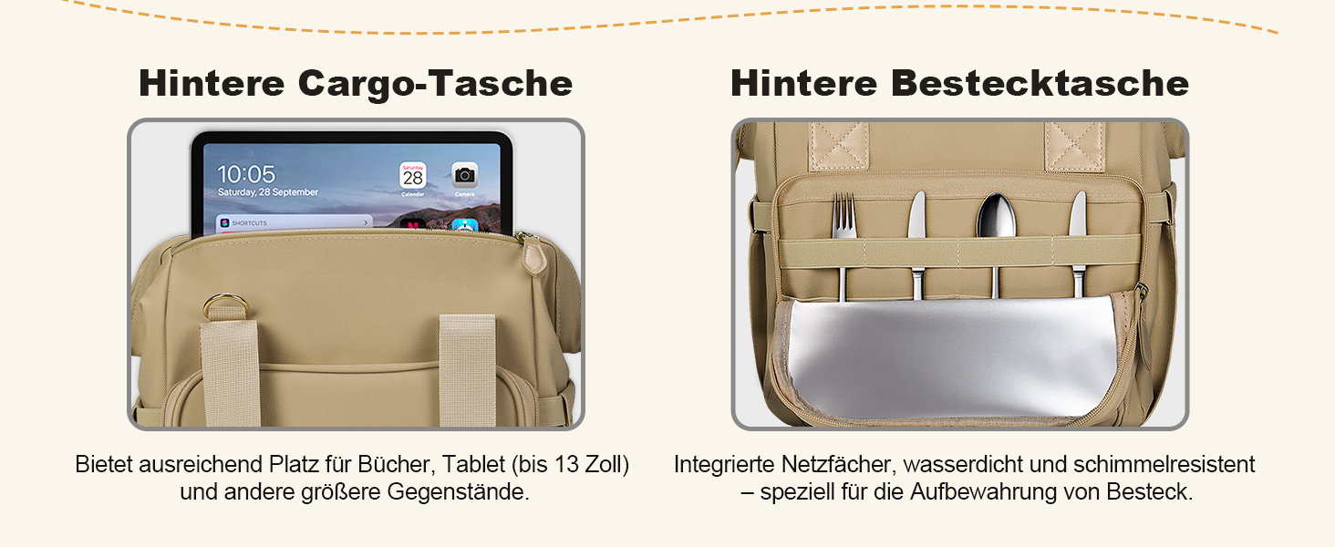 Термосумка 20 л, водонепроникна ізольована сумка/ланч-сумка з великим отвором, виготовлена з витокостійкого матеріалу PEVA, з кількома відділеннями та плечовим ременем – для роботи, школи, автомобіля, пікніка (Хакі)
