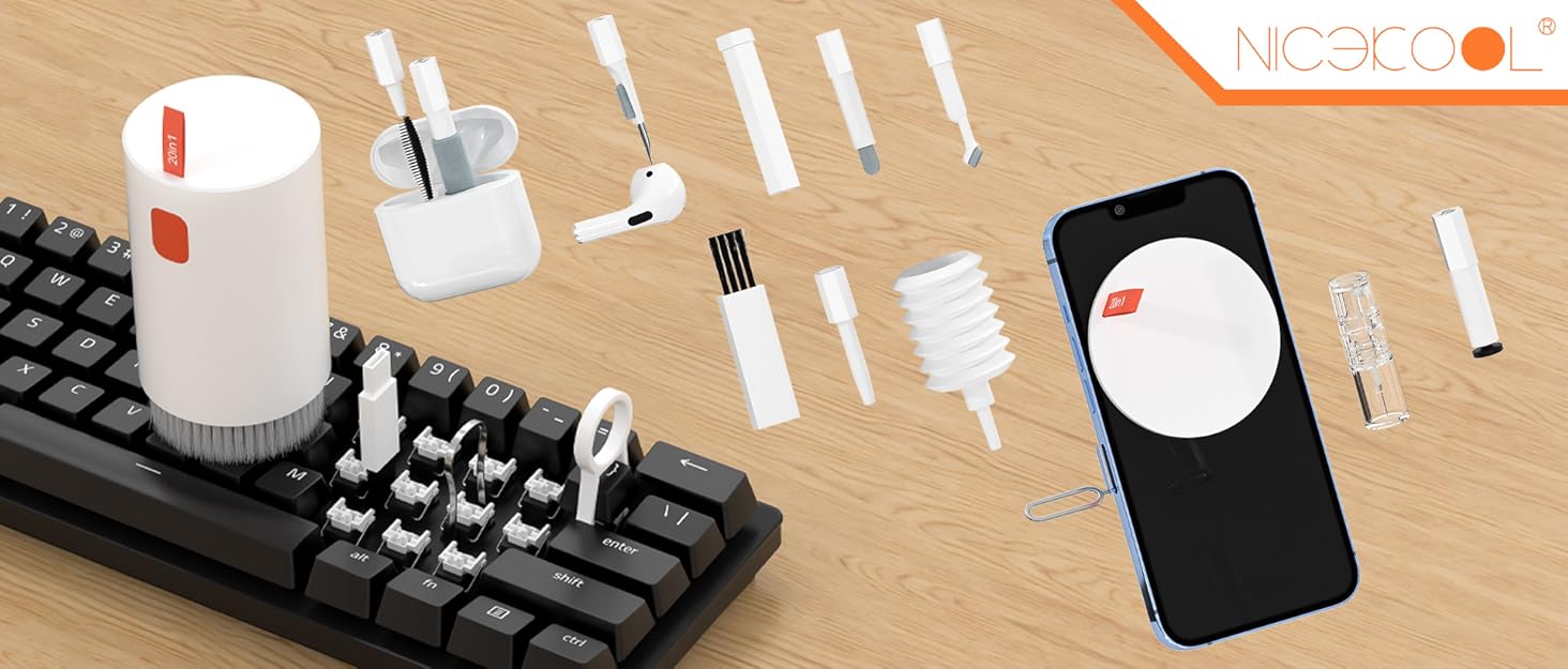 Набір для чищення гаджетів 20 в 1: клавіатура, навушники, камера, монітор, телефон. З щіткою та стилусом.