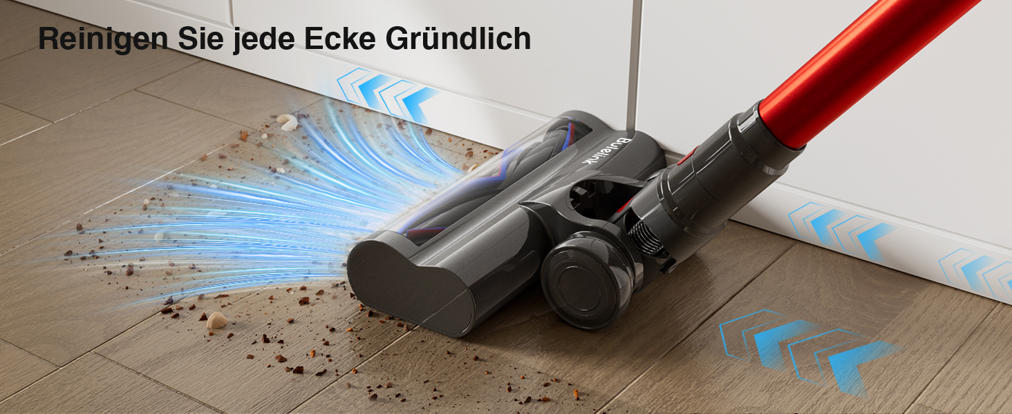 Бездротовий акумуляторний пилосос 45000Pa/550W/65хв, об'єм 1,6л з дисплеєм, антизаплутана щітка, самостійна парковка, док-станція на стіні, 8-шарова фільтрація, тихий, для шерсті тварин/килимів/твердих поверхонь/автомобіля (червоний)