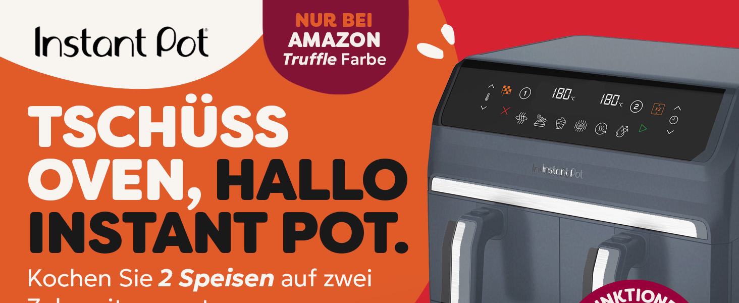 Фритюрниця повітряна Instant Pot Vortex Compact Trüffel Grau 5 л з сіткою, сімейна, 4-в-1: фритюрниця, сушарка, духовка, підігрівач, антипригарне покриття, легко мити, придатна для миття в посудомийній машині. Колір: сірий