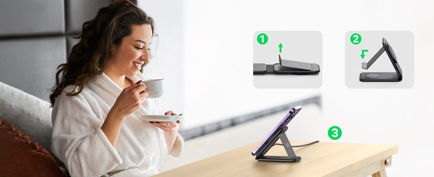 Станція зарядки MagSafe INIU 15W 3-в-1: для iPhone, Apple Watch, AirPods (з адаптером 20W та USB-C кабелем)