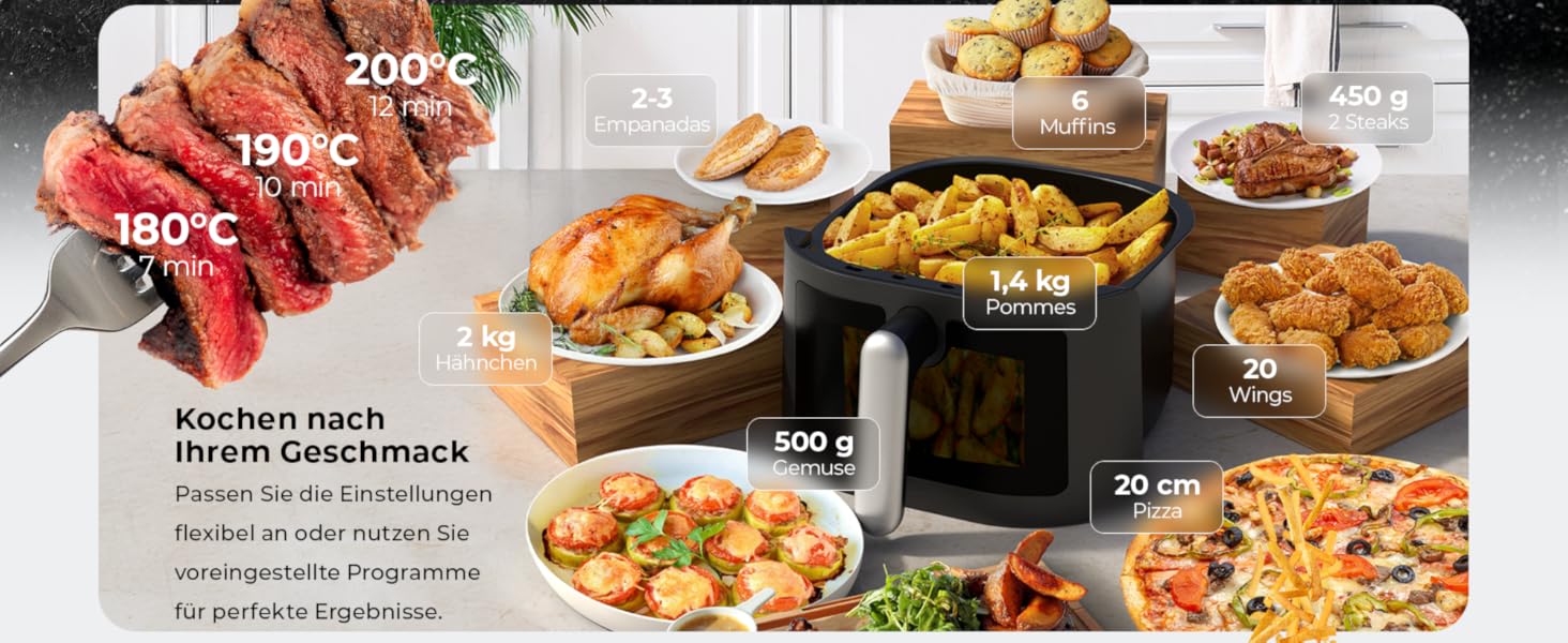 Balter Airfryer XL 5.5л Фритюрниця з оглядовим вікном HL-551T - 12 програм, рецепти