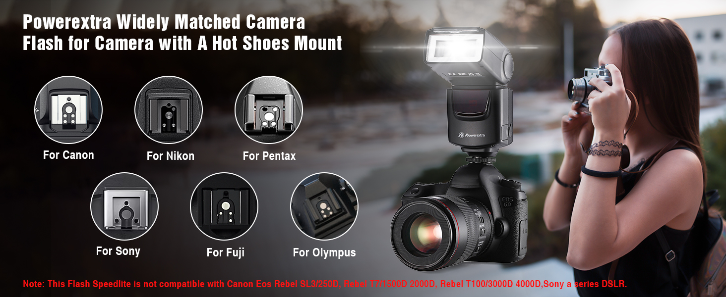 Спалах для камери PowerExtra DF-400: професійний, сумісний з Canon, Nikon, Pentax, Samsung, Fujifilm, Olympus, Panasonic, Sigma, Minolta, Leica, Ricoh, DSLR та цифровими камерами