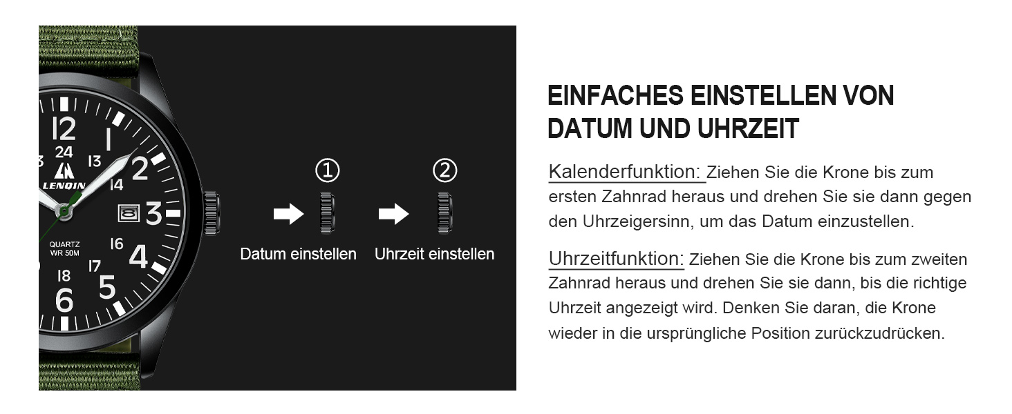 Годинники чоловічі LN LENQIN аналогові кварцові на нейлоновому ремінці, водостійкі 30M, з датою (зелені, срібні, чорні)